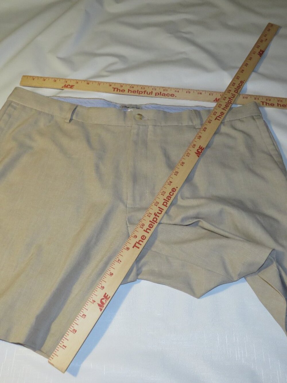 Peter Millar Men's 42 Khaki Tan Performance Golf Shorts 9" Inseam Flat Front